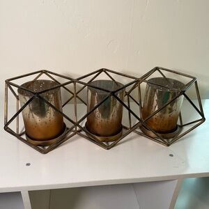 Geometric Metal Candle Holders - Gold